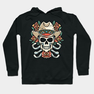 Cowboy Skeleton Floral tattoo Hoodie